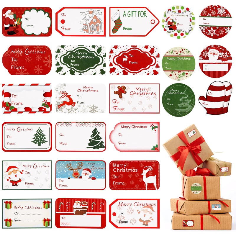 Tinksky 144pcs Christmas Self Adhesive Sticker Labels Santa Snowmen Xmas Tree Deer Festival Birthday Wedding Holiday Decorative Decorative Present Labels Self Adhesive Name Tags Stickers - Image 1